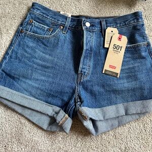 Levi's Blue 501 Rolled Hem Denim Shorts